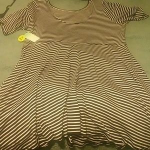 Decree black and white stripe baby doll dress